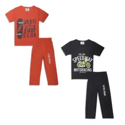 Vimal Jonney Kids Red & Black Printed T-Shirt Set-picture-31