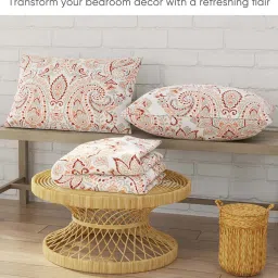 Layers Serenity Maroon & Grey Cotton 200 TC Kalampur Double Bedsheet with 2 Pillow Covers image 5