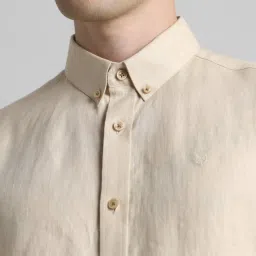 Jack & Jones Beige Linen Slim Fit Texture Shirts image 5