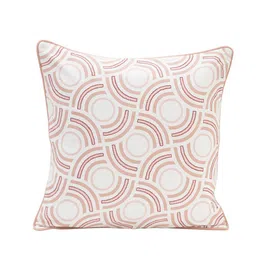 MASPAR Pink & White Embroidered Cotton Medium Square Cushion Cover-picture-16