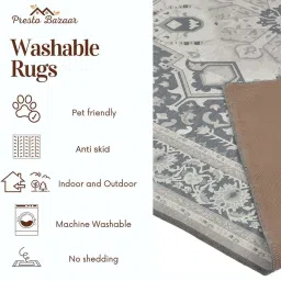 Presto Grey Polyester Traditional Washable Carpet image 5