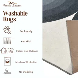 Presto Grey & White Polyester Washable Carpet image 5