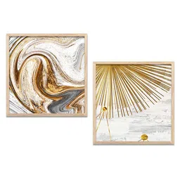 Kotart Brown & White 2 Pieces Printed Wooden Wall Arts image 2