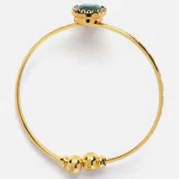 Zeneme Gold Plated Green CZ Studded Cuff Bracelets Openable Bangles for Women Set of 2 image 5
