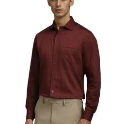 Louis Philippe Maroon Cotton Regular Fit Printed Shirt image 3