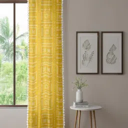 Urban Space Cotton Yellow Room Darkening 7 ft Door With Tieback & Eyelets - Pack of 1-image-22