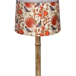 Homesake Rustic Wood Floor Lamp Multicolor Fabric Shade & Dome Base for Living Room & Bedroom image 5