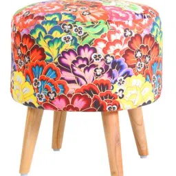 Shadowkart Multi Flower Wood Printed Ottoman image 4