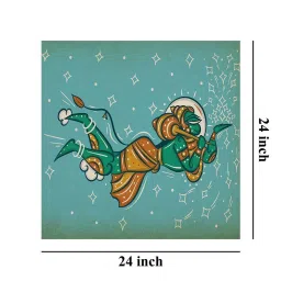 999Store Green Canvas Hanuman Flying With The Mountain Of Herbs Painting image 5