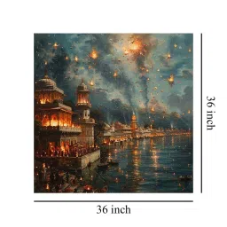 999Store Multicolor Canvas City Of Lights Painting image 5