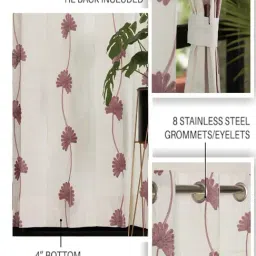 Urban Space Cotton Purple Room Darkening 7 ft Door With Tieback & Eyelets - Pack of 1 image 4