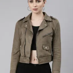 SHOWOFF Olive Suede Regular Fit Tailored Jacket-image-59