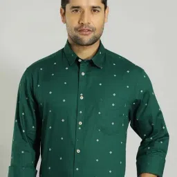 Indian Terrain Green Slim Fit Printed Shirt-image-31