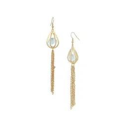 MEMOIR Gold-Plated Contemporary Tasselled Hoop Earrings-image-51