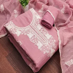 Lilots Floral Embroidered Unstitched Dress Material-picture-20