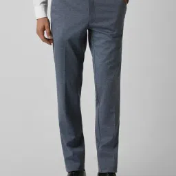 Van Heusen Blue Slim Fit Texture Trousers-picture-37