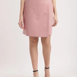 Fablestreet Dusty Pink Linen Above Knee Skirt-picture-47
