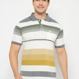 Duke Green & Yellow Regular Fit Striped Polo T-Shirt-image-76