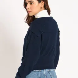 FEMMELLA Blue Relaxed Fit Solid Jacket image 2