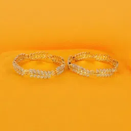 Shiv Jewels Set Of 2 Gold Plated Cubic Zirconia Stone-Studded Bangles image 2