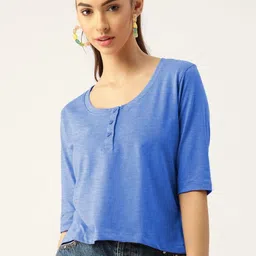 DressBerry Women Henley Neck Pure Cotton T-shirt-picture-16