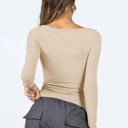 HERE&NOW Women Solid Square Neck Top image 5