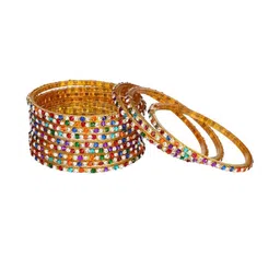 SOMIL Set Of 24 Multi Alloy Artificial Stones and Beads Antique Bangles image 5