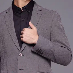 Raymond Micro Checked Single Breasted Formal Blazer image 5