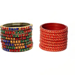 Qufrozy Set Of 2 Multi Glass Artificial Stones & Beads Bangle-picture-20
