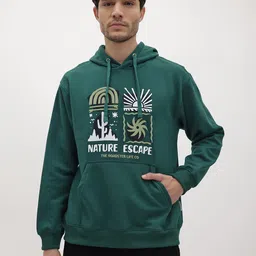 The Roadster Life Co. Graphic Printed Hooded Relaxed Fit Fleece Sweatshirt image 3