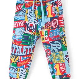 Babyhug Cotton Looper Knit Full Length Lounge Pant With Text Print - Navy Blue-picture-26