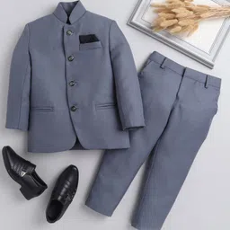 Jeet Ethnics Full Sleeves Solid Jodhpuri Coat With Pant - Grey-image-7