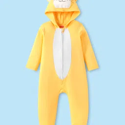 Babyhug Cotton Knit Full Sleeves Footed Sleepsuit with Bear Applique - Yellow-picture-36