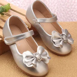 Babyoye Velcro Closure Ballerina With Bow Applique - Silver-picture-25