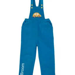 Pranava Organic Cotton Woven Sleeveless Car Patch Detailed Soft & Eco Friendly Dungaree - Blue-picture-31