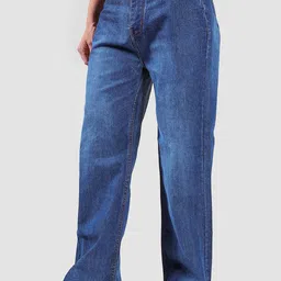 ZXN CLOTHING Men Jean Wide Leg Mid-Rise Light Fade Stretchable Jeans image 5