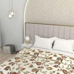 Pure Decor White & Brown Floral Printed Microfiber AC Room 150 GSM Double Bed Comforter image 5