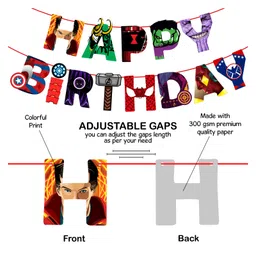 Zyozi Avenger Theme Happy Birthday Banner Multicolor - Length 119.38 cm image 3