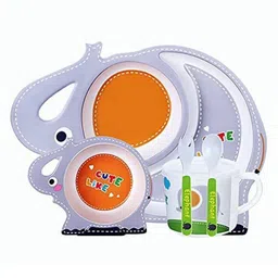 YAMAMA Elephant Shape Bamboo Dinnerware Set of 5 - Multicolour image 3