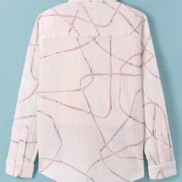 JASH KIDS Cotton Knit Full Sleeves Abstract Art Printed Shirt - Pink & White image 3