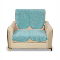 Fashion Throw Turquoise Blue Velvet 2 Piece Sofa Cover-picture-21