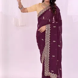 Moda Rapido Embellished Mirror Work Pure Georgette Saree image 5