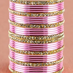 Vidhya Kangan Set Of 32 Gold-Plated Stone-Studded Bangles image 4