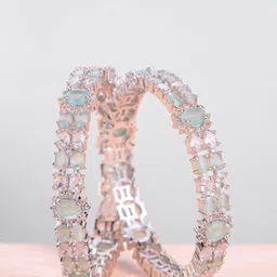 Opal Touch Set Of 2 Rhodium Plated American Studded Bangle-picture-18