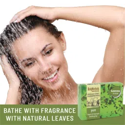 BodyHerbals Pure, Hand Made Neem & Aloevera Bathing Bar With Natural Leaves image 3