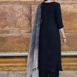 Anni Designer Notch Neck Straight Kurta With Palazzos & Dupatta image 3