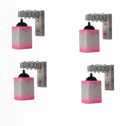 SOMIL Pink Glass Cylinder Printed Wall Lamps-picture-31