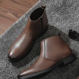 KRAASA Men Textured Platform-Heeled Chelsea Boots-image-92