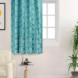 Saral Home Teal Floral Room Darkening Window Curtain-image-70
