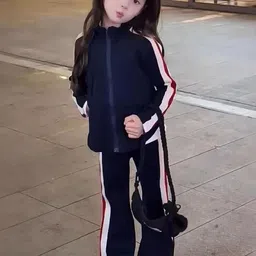 LULU & SKY Girls Striped Pure Cotton Sweatshirt With Trousers-picture-26